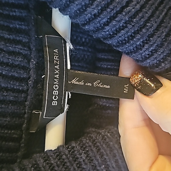 BCBG Maxazria Sandra heather blue cowl neck sweater sz M/L navy - Picture 4 of 4